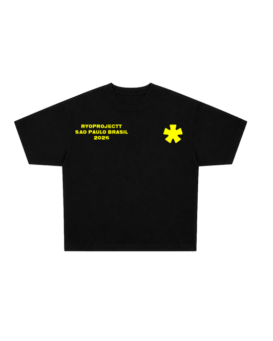 curved tee black and yellow